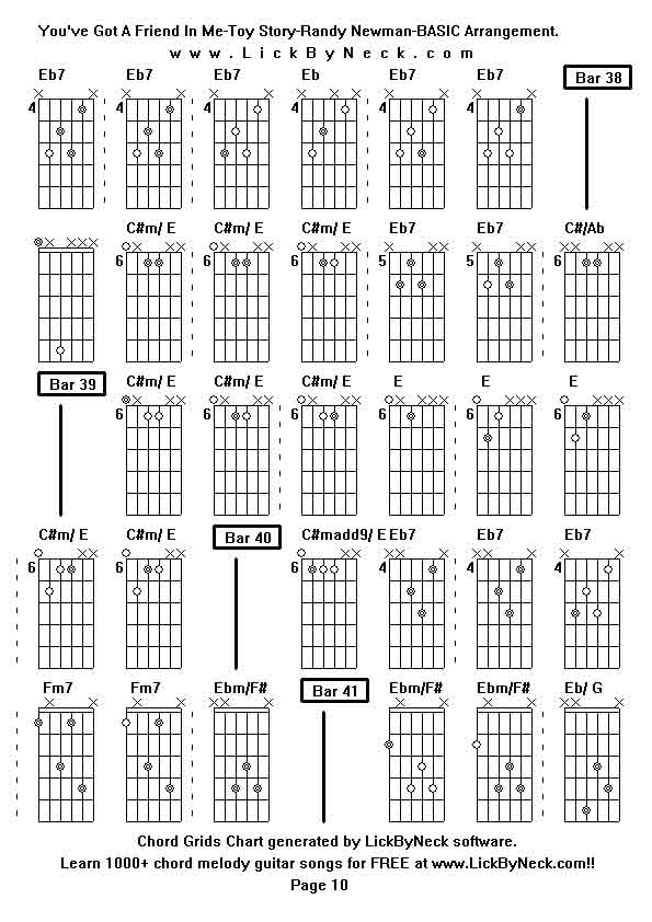 Chord Grids Chart of chord melody fingerstyle guitar song-You've Got A Friend In Me-Toy Story-Randy Newman-BASIC Arrangement,generated by LickByNeck software.